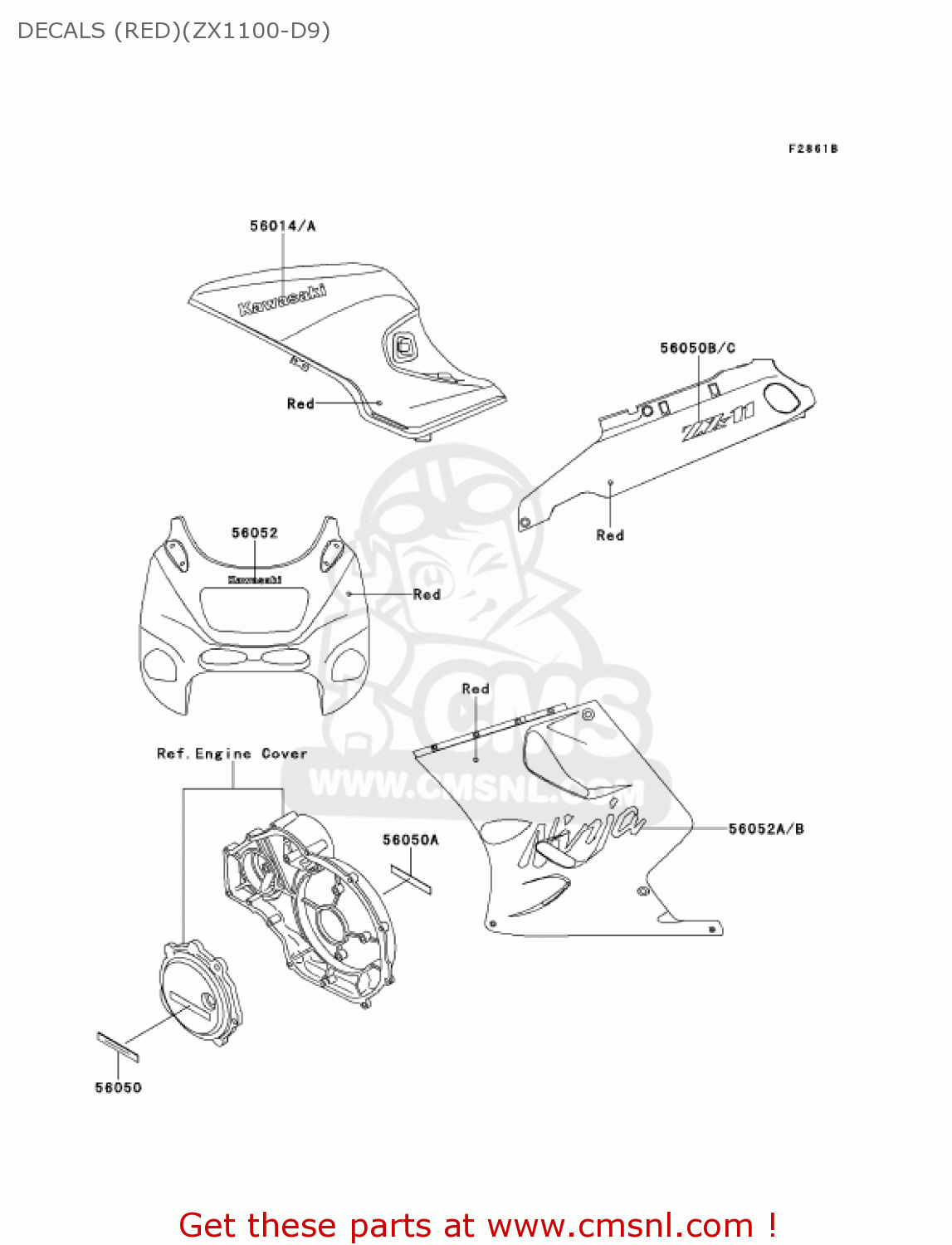 DECALS (RED)(ZX1100-D9) ZX1100D9 NINJAZX11 2001 USA CALIFORNIA