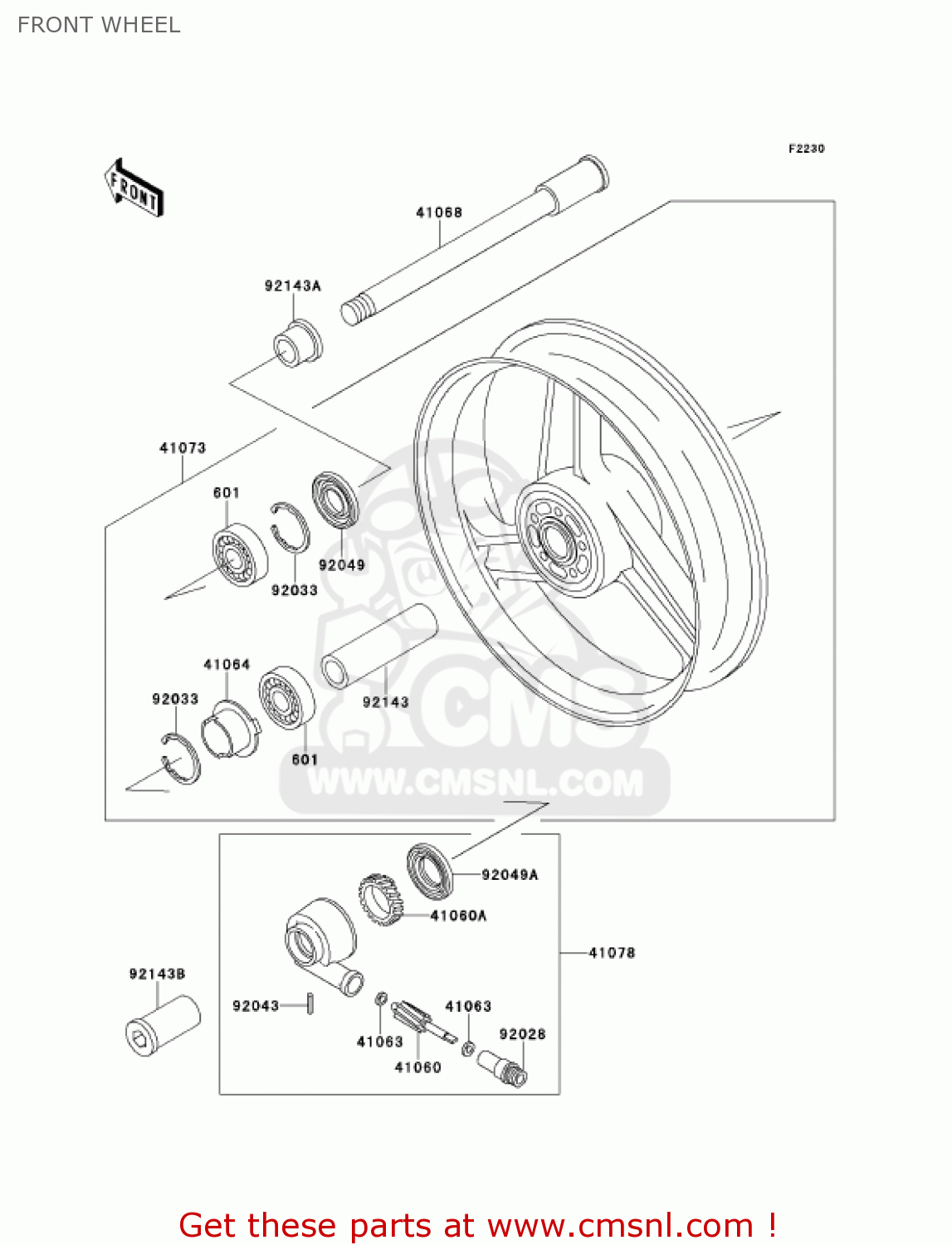 FRONT WHEEL ZX1100D9 NINJAZX11 2001 USA CALIFORNIA