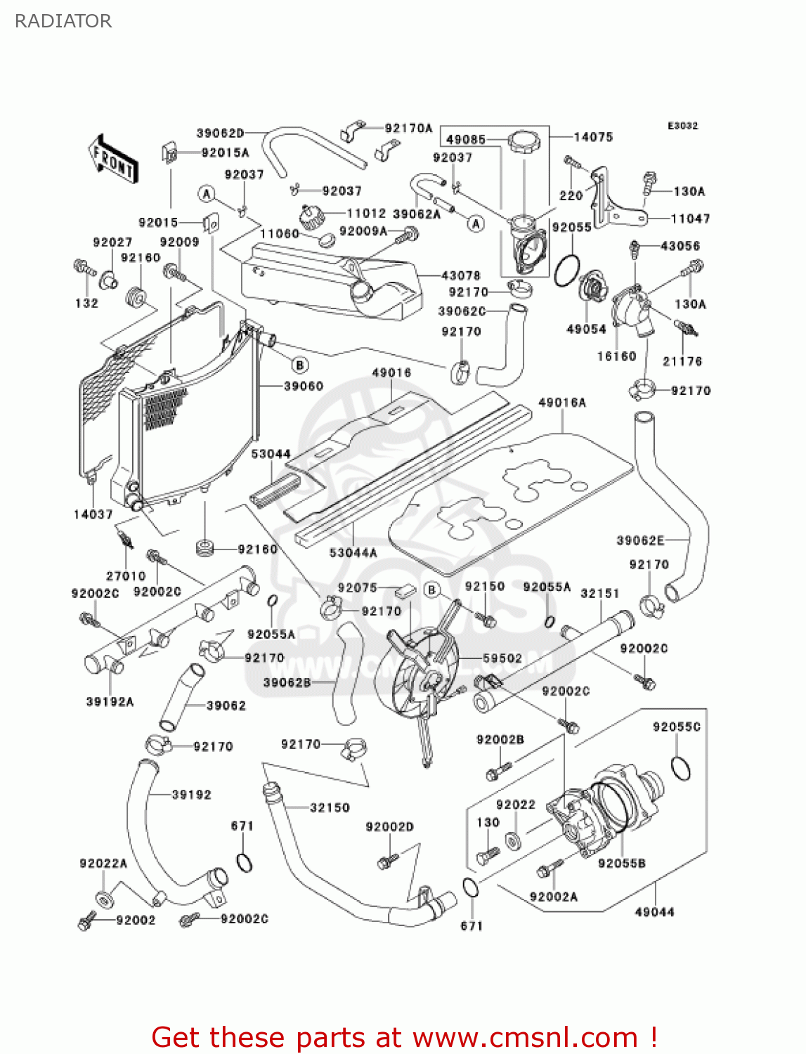 RADIATOR ZX1100D9 NINJAZX11 2001 USA CALIFORNIA