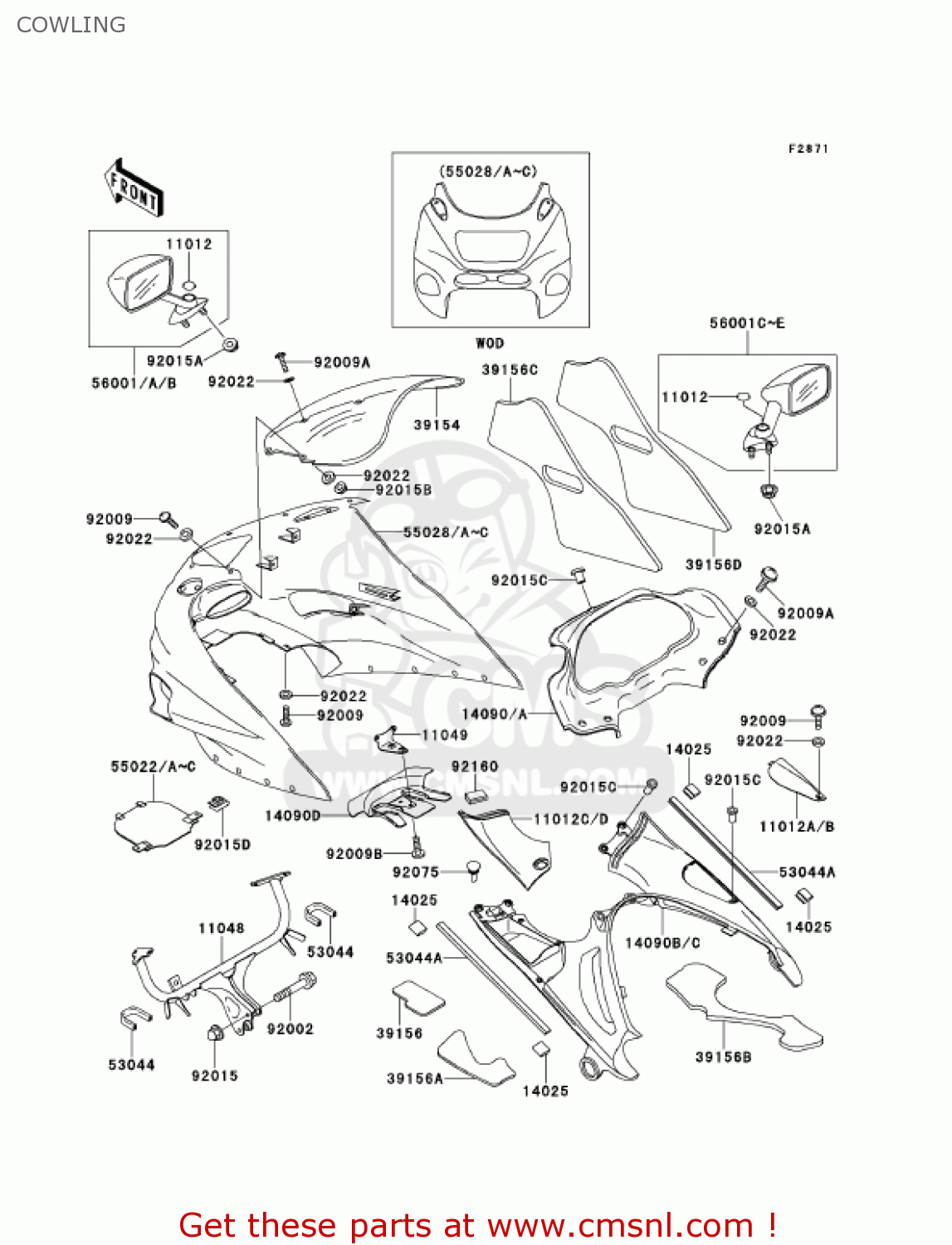 COWLING ZX1100D9 NINJAZX11 2001 USA CALIFORNIA