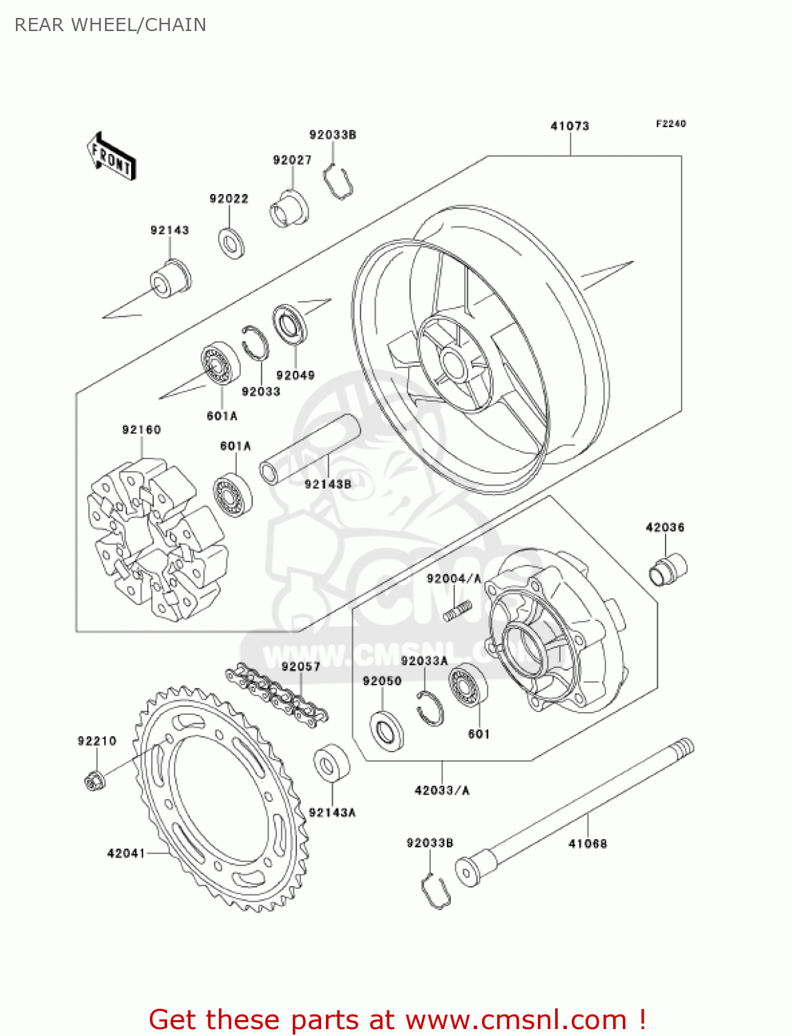 REAR WHEEL/CHAIN ZX1100D9 NINJAZX11 2001 USA CALIFORNIA