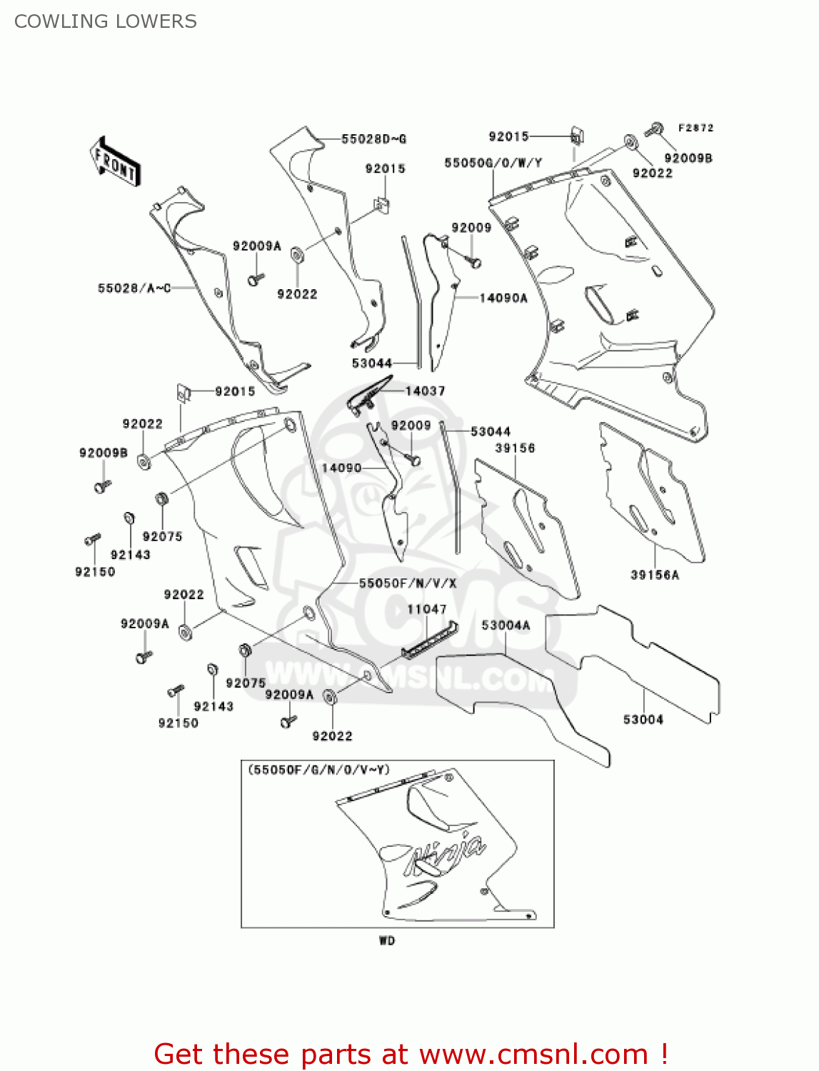 COWLING LOWERS ZX1100D9 NINJAZX11 2001 USA CALIFORNIA