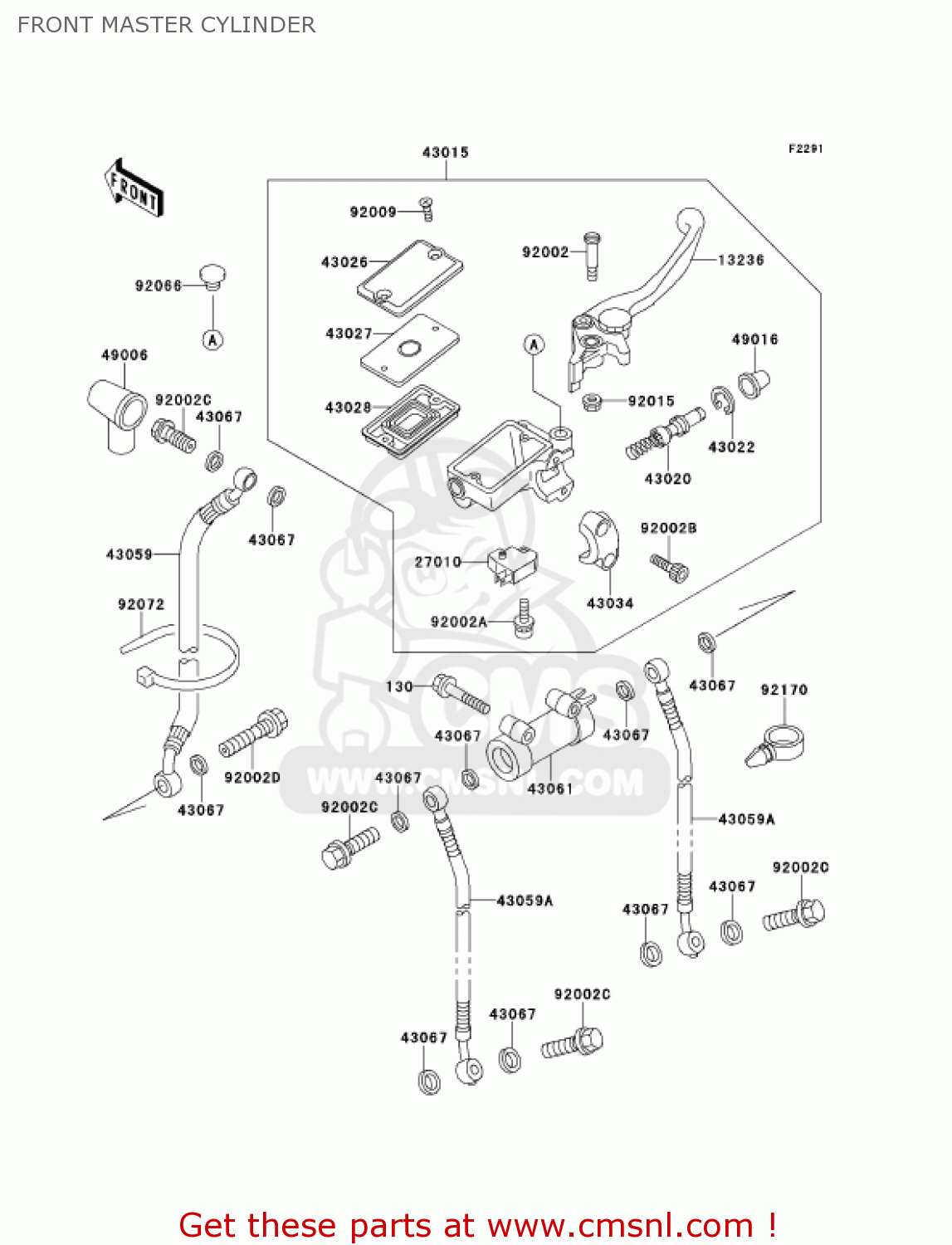 FRONT MASTER CYLINDER ZX1100D9 NINJAZX11 2001 USA CALIFORNIA