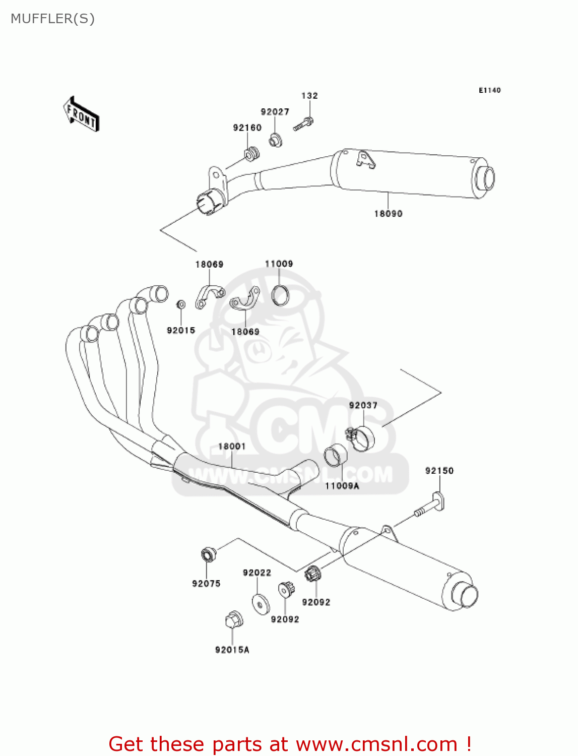 MUFFLER(S) ZX1100D9 NINJAZX11 2001 USA CALIFORNIA