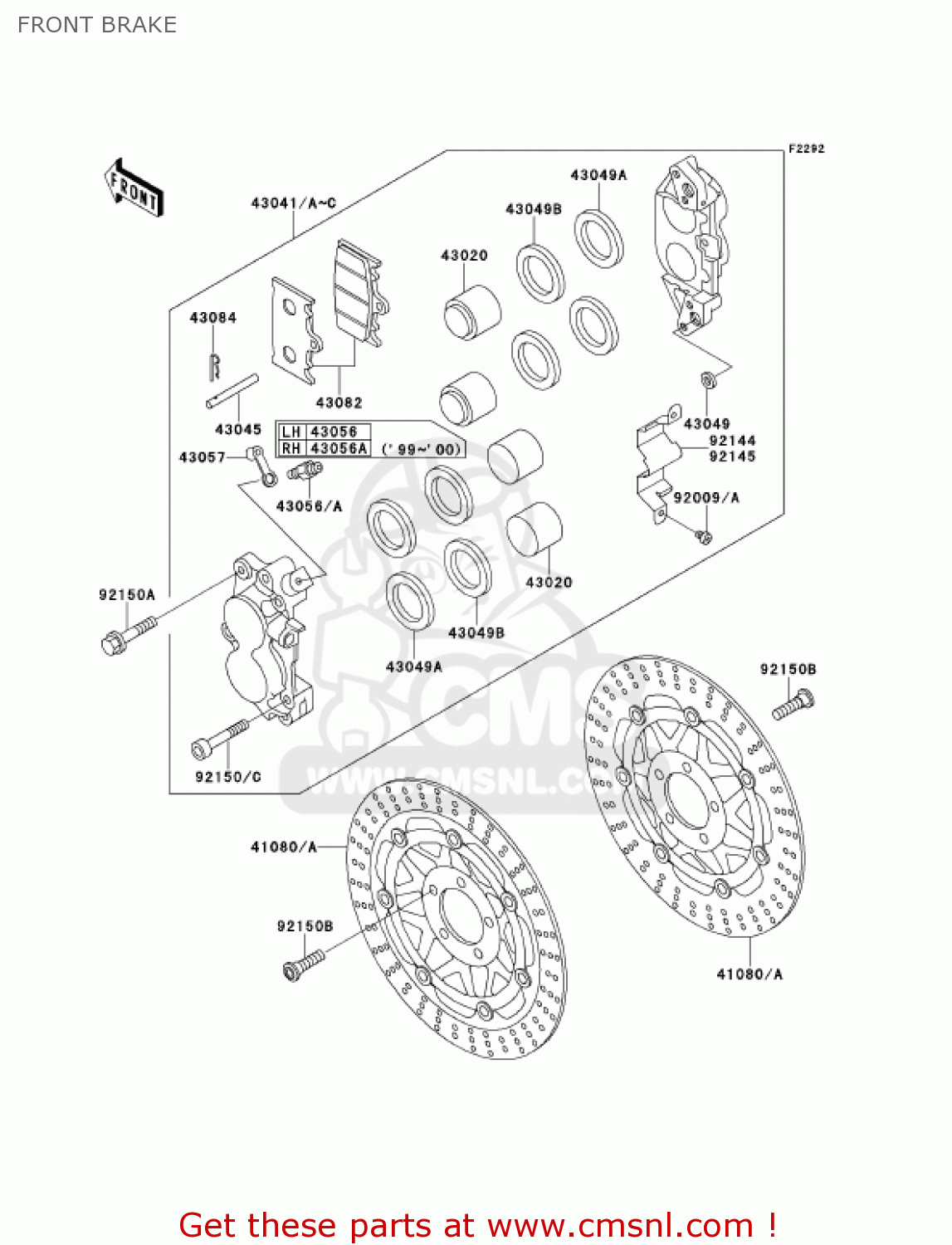 FRONT BRAKE ZX1100D9 NINJAZX11 2001 USA CALIFORNIA