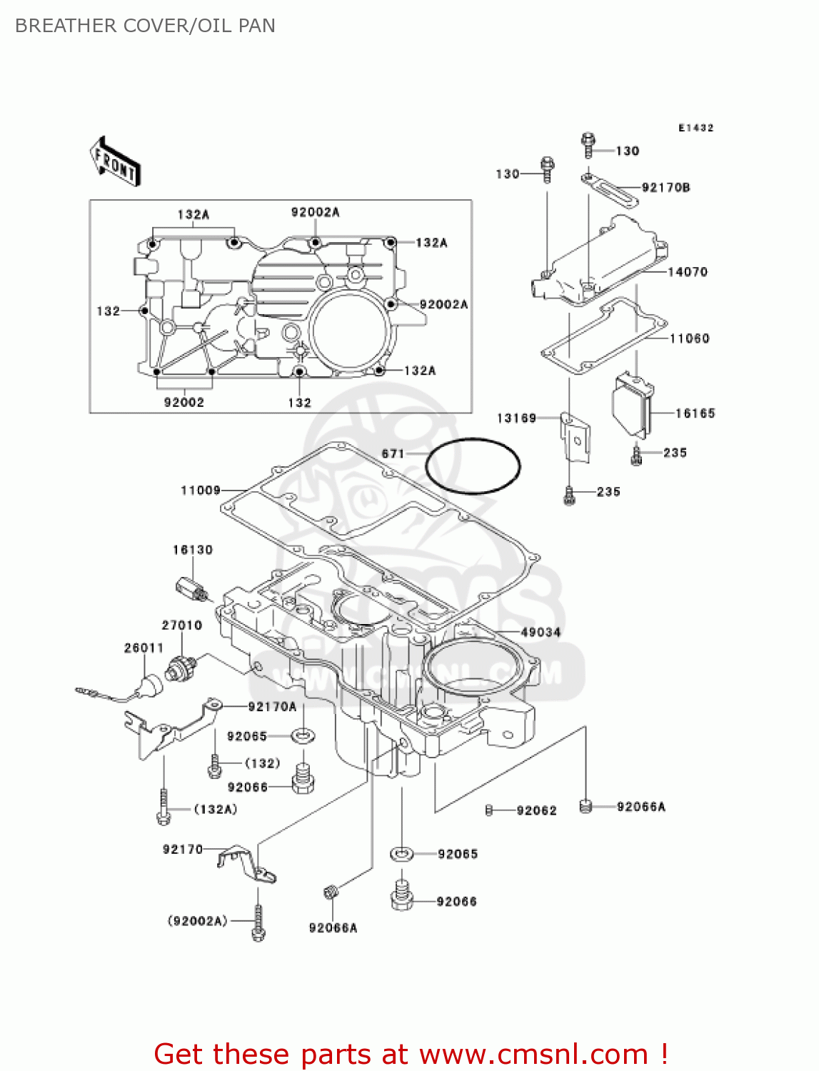 BREATHER COVER/OIL PAN ZX1100D9 NINJAZX11 2001 USA CALIFORNIA