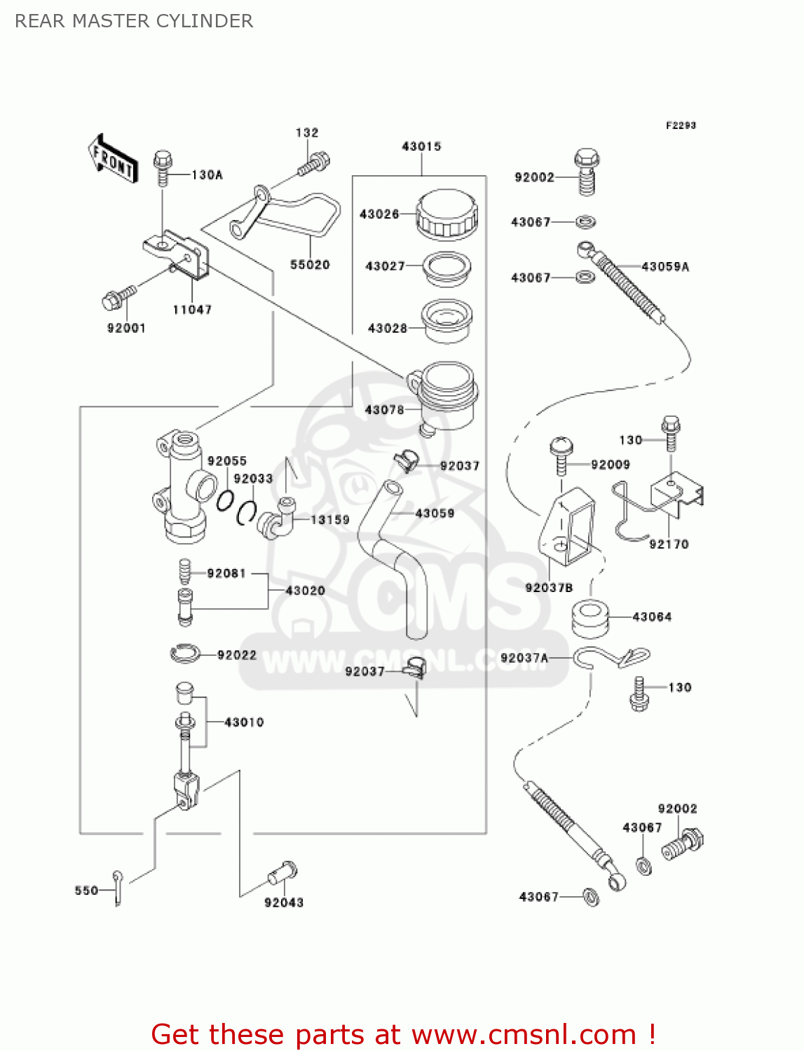 REAR MASTER CYLINDER ZX1100D9 NINJAZX11 2001 USA CALIFORNIA