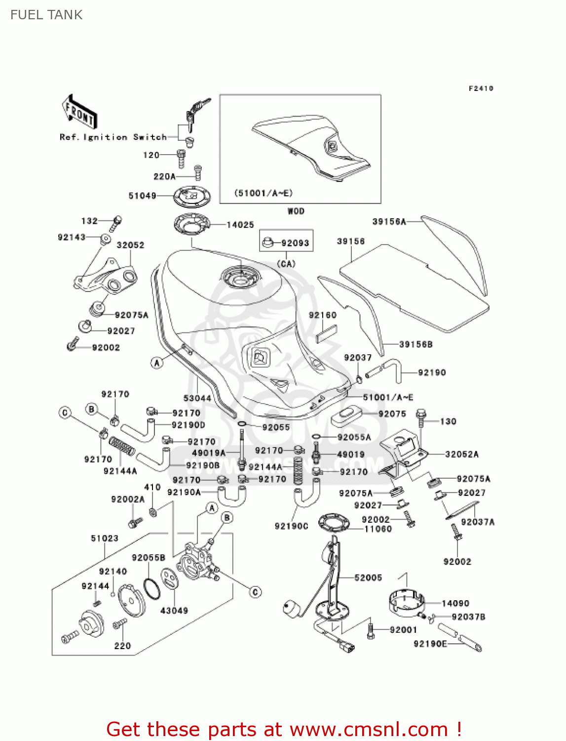 FUEL TANK ZX1100D9 NINJAZX11 2001 USA CALIFORNIA