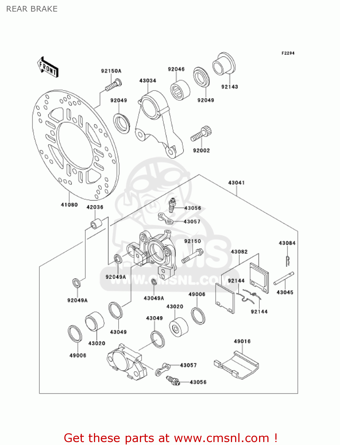 REAR BRAKE ZX1100D9 NINJAZX11 2001 USA CALIFORNIA