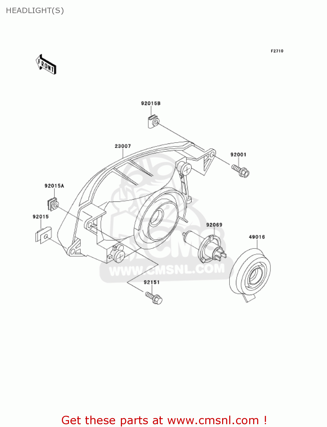 HEADLIGHT(S) ZX1100D9 NINJAZX11 2001 USA CALIFORNIA