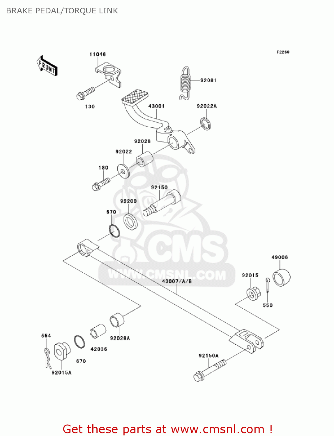 BRAKE PEDAL/TORQUE LINK ZX1100D9 NINJAZX11 2001 USA CALIFORNIA