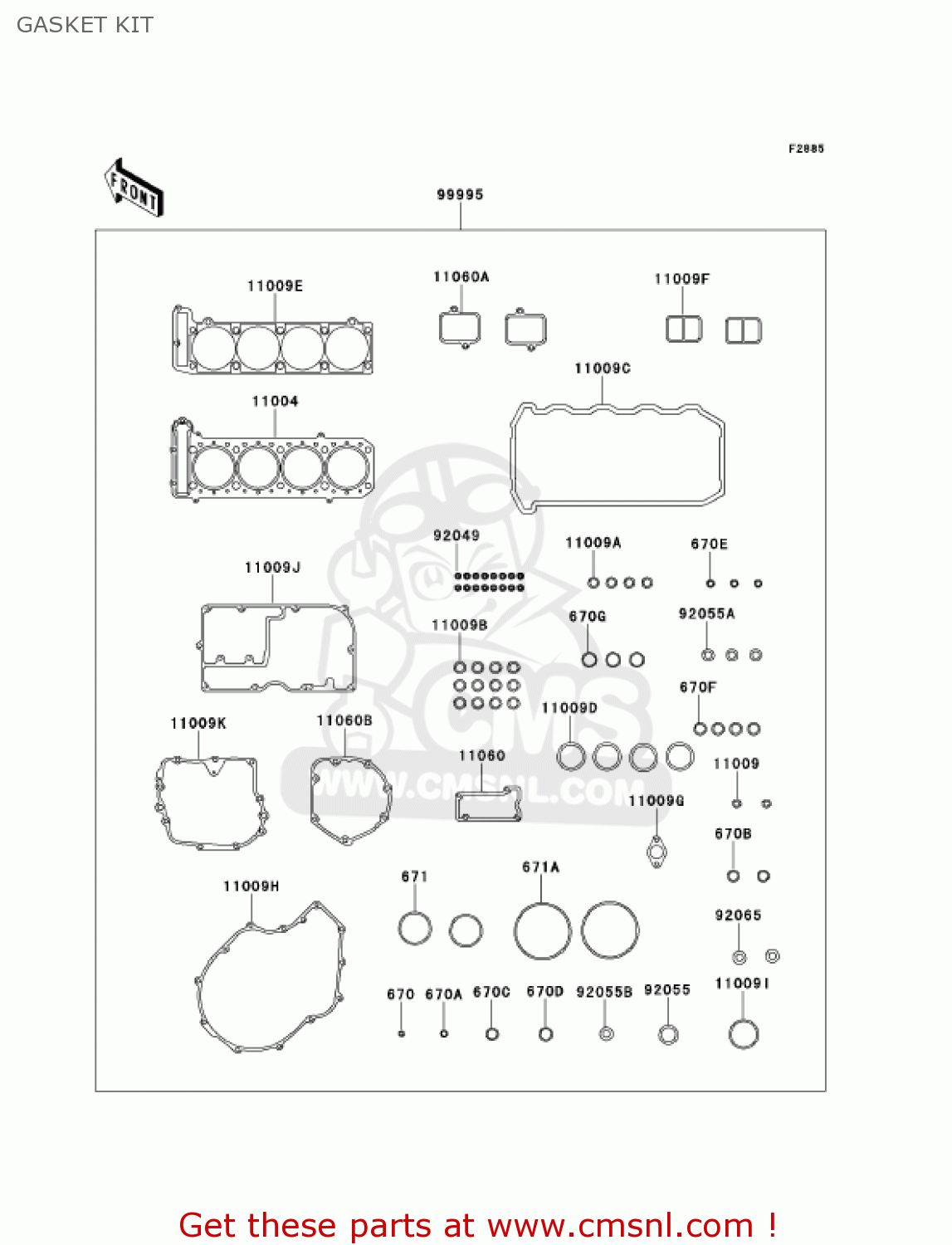 GASKET KIT ZX1100D9 NINJAZX11 2001 USA CALIFORNIA