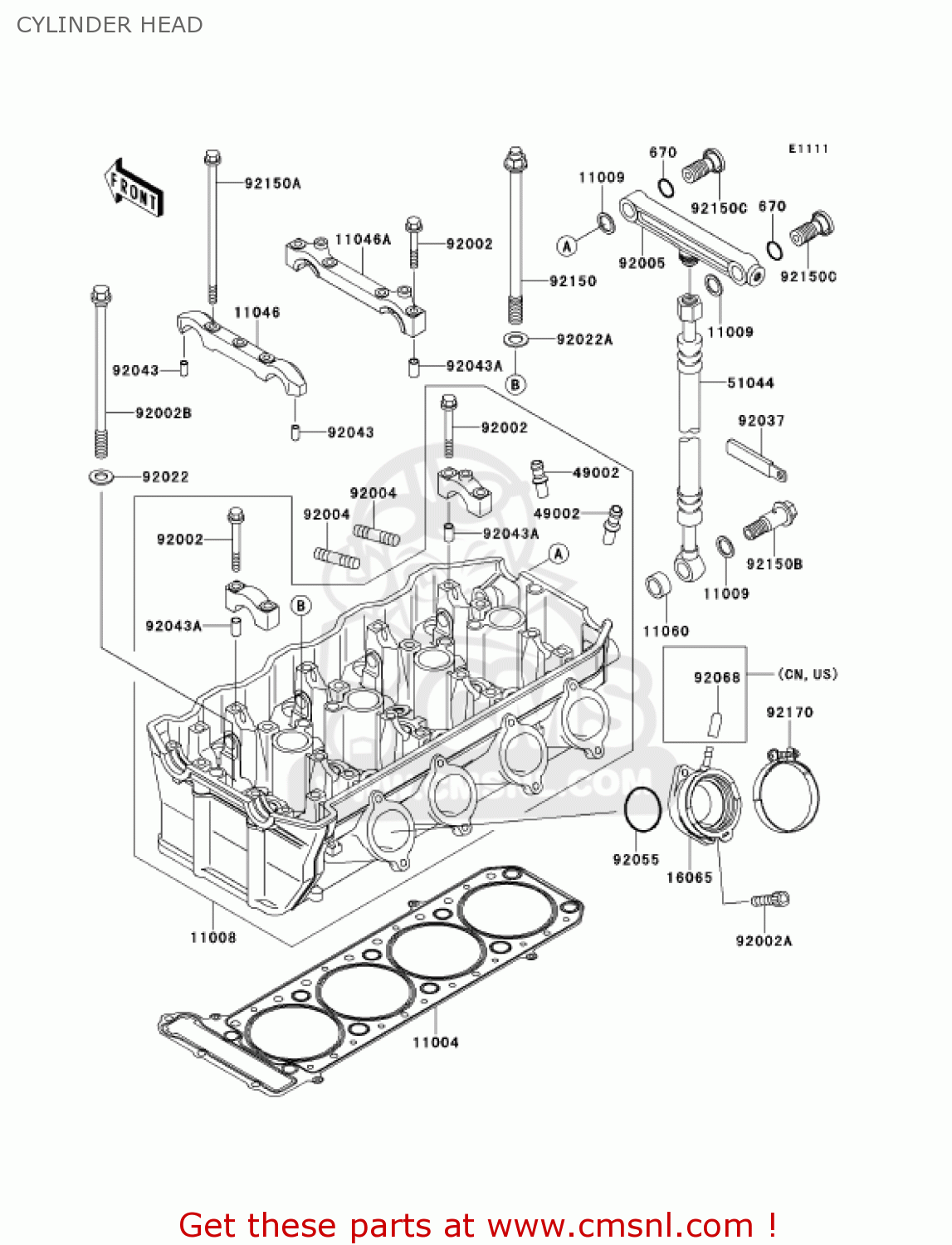 CYLINDER HEAD ZX1100D9 NINJAZX11 2001 USA CALIFORNIA