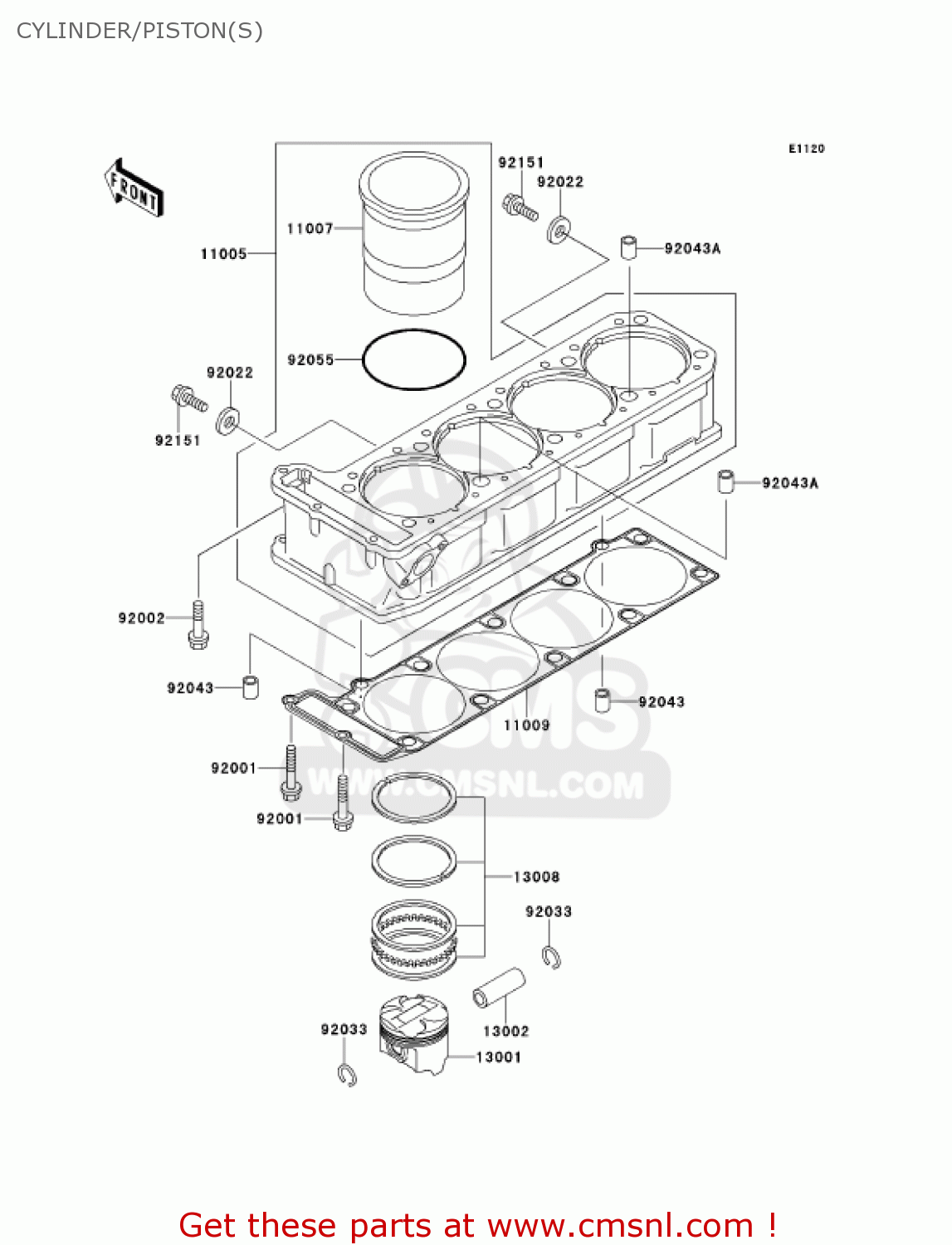 CYLINDER/PISTON(S) ZX1100D9 NINJAZX11 2001 USA CALIFORNIA