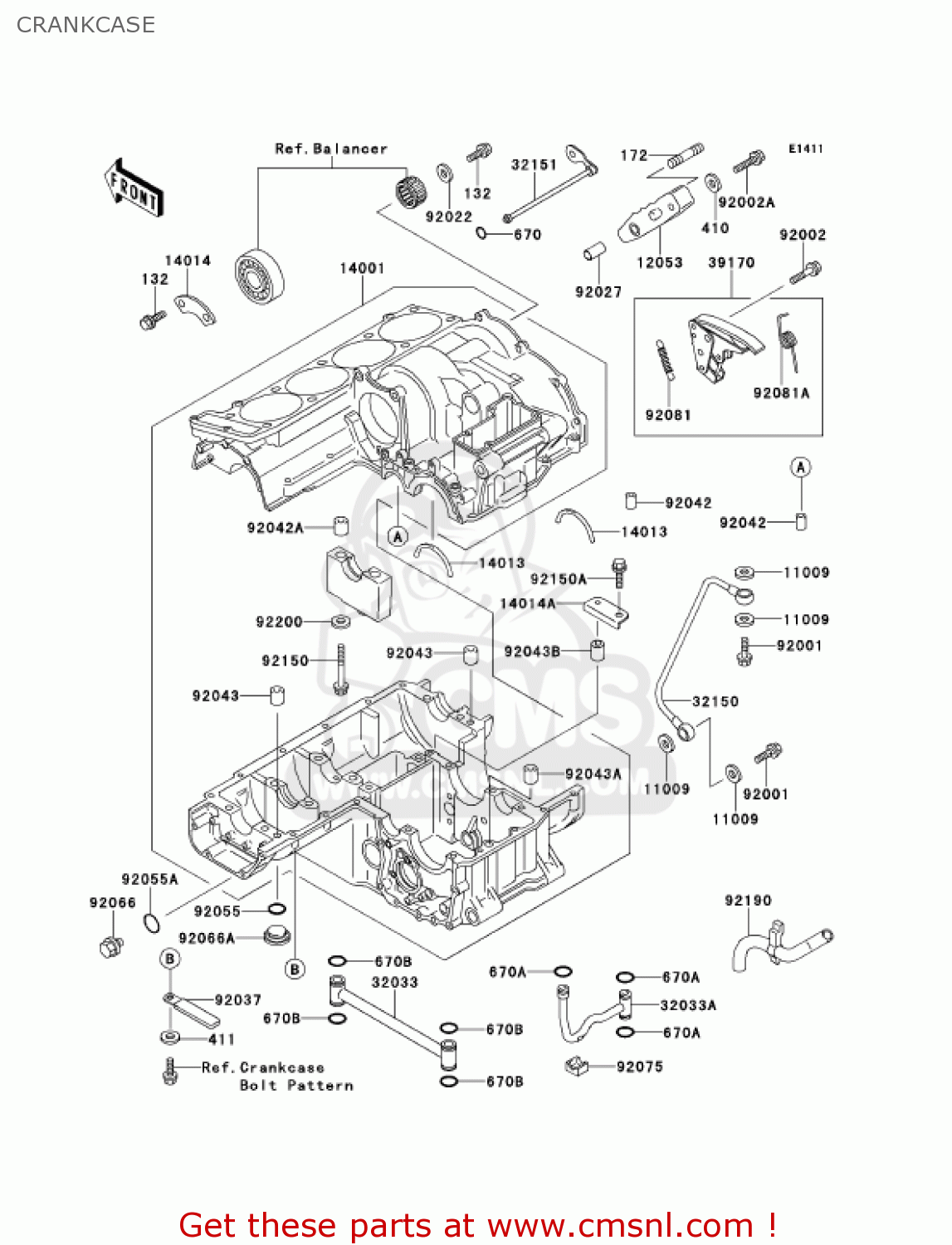 CRANKCASE ZX1100D9 NINJAZX11 2001 USA CALIFORNIA