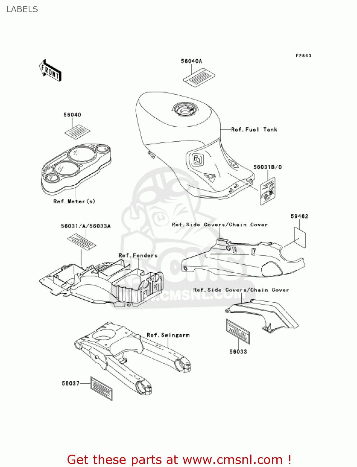 LABELS ZX1100D9 NINJAZX11 2001 USA CALIFORNIA