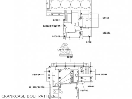 CRANKCASE BOLT PATTERN - ZX1100D9 NINJAZX11 2001 USA CALIFORNIA