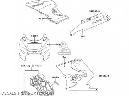 DECALS (RED)(ZX1100-D9) - ZX1100D9 NINJAZX11 2001 USA CALIFORNIA