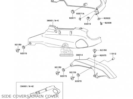 SIDE COVERS/CHAIN COVER - ZX1100D9 NINJAZX11 2001 USA CALIFORNIA