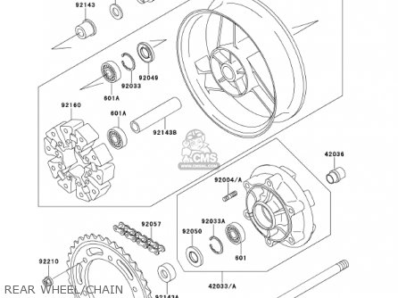 REAR WHEEL/CHAIN - ZX1100D9 NINJAZX11 2001 USA CALIFORNIA