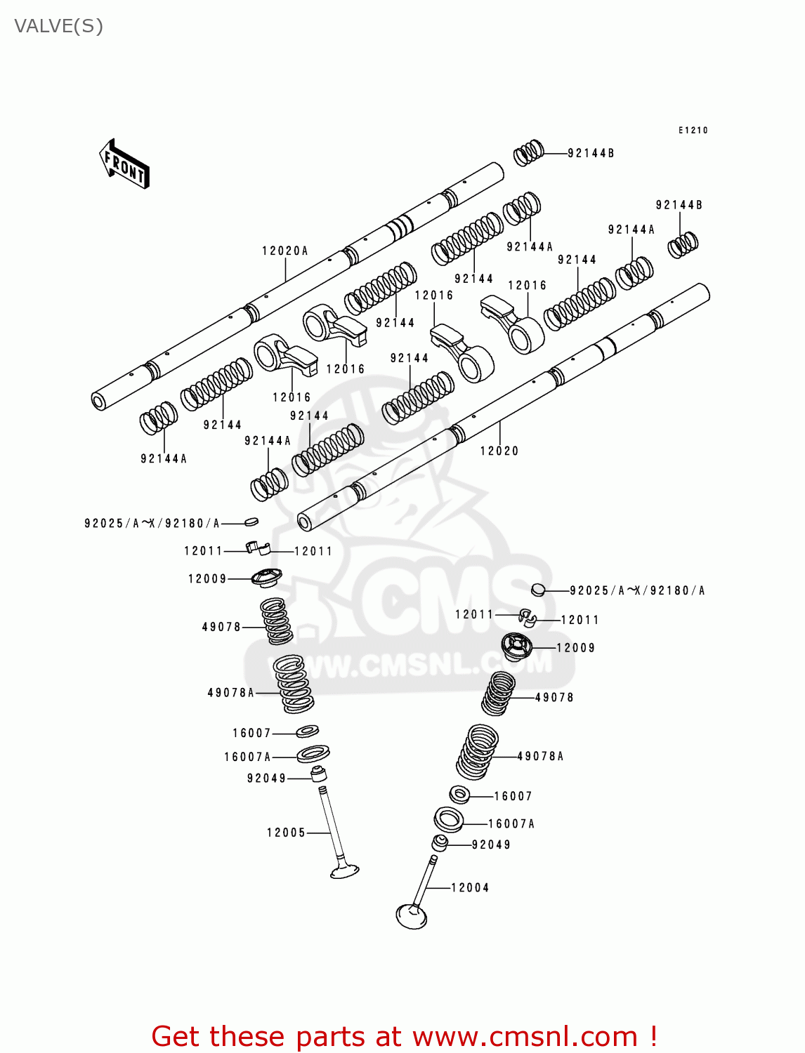 VALVE(S) ZX1100E1 GPZ1100 1995 EUROPE UK FR NL AR FG GR IT NR SD SP ST