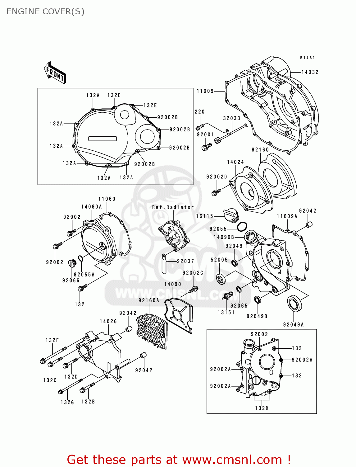 ENGINE COVER(S) ZX1100E1 GPZ1100 1995 EUROPE UK FR NL AR FG GR IT NR SD SP ST