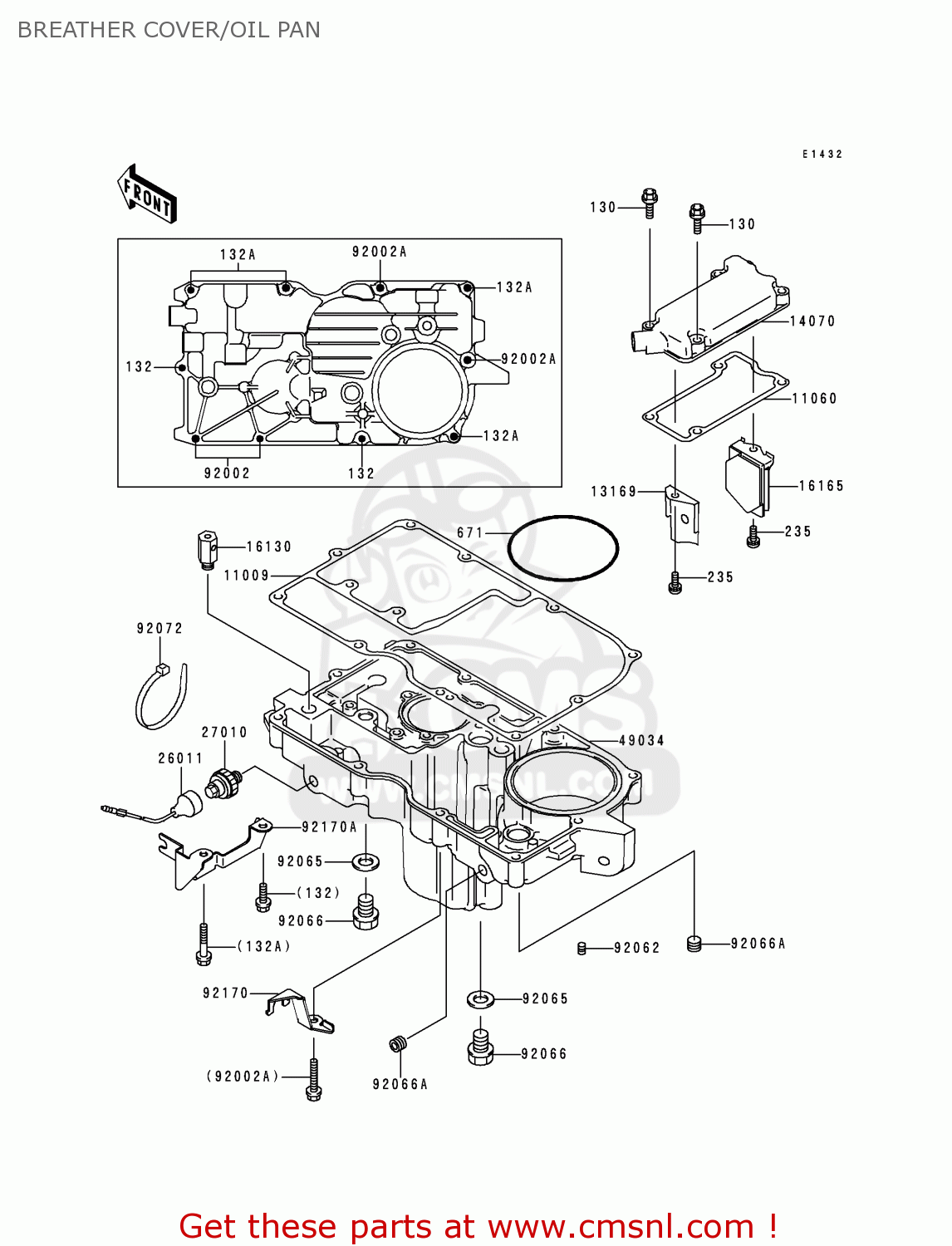 BREATHER COVER/OIL PAN ZX1100E1 GPZ1100 1995 EUROPE UK FR NL AR FG GR IT NR SD SP ST