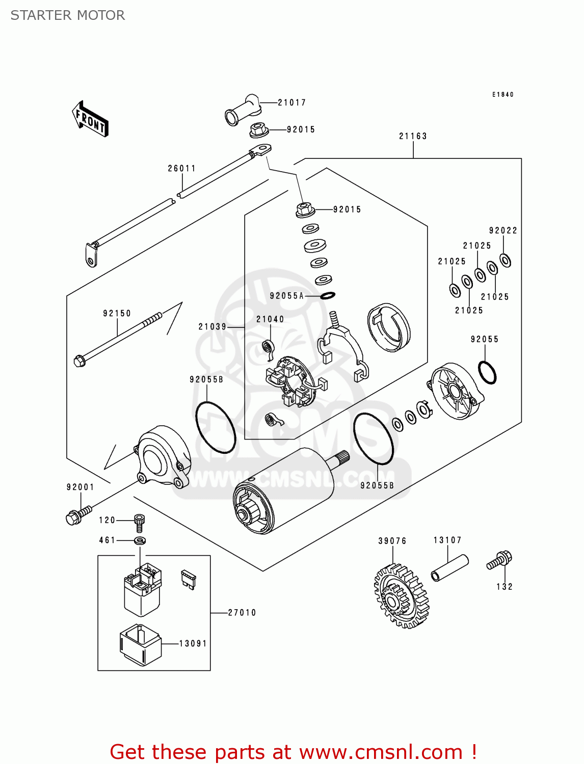 STARTER MOTOR ZX1100E1 GPZ1100 1995 EUROPE UK FR NL AR FG GR IT NR SD SP ST