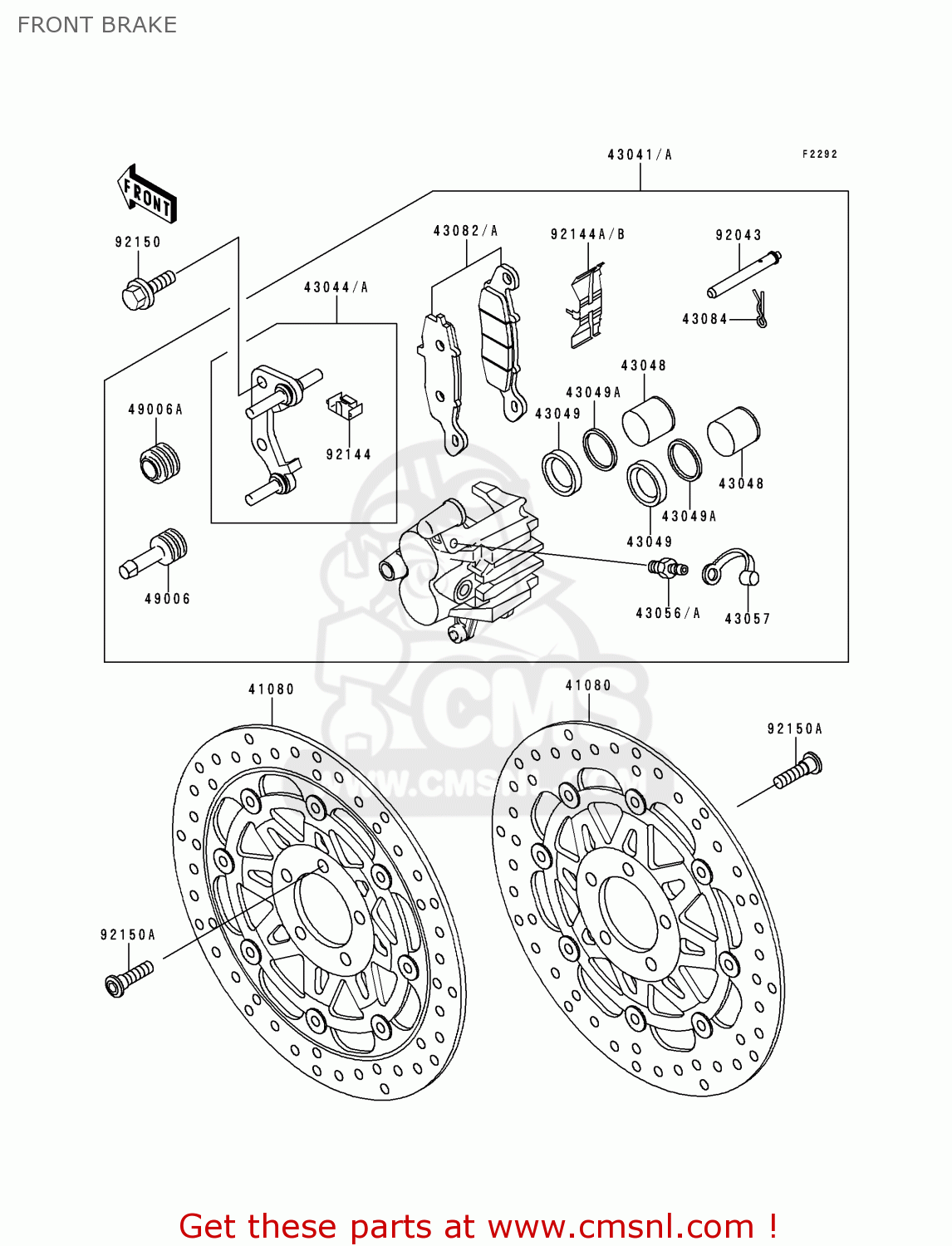 FRONT BRAKE ZX1100E1 GPZ1100 1995 EUROPE UK FR NL AR FG GR IT NR SD SP ST