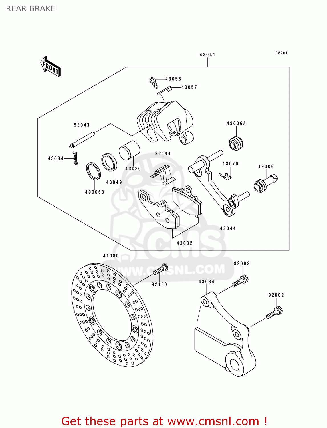 REAR BRAKE ZX1100E1 GPZ1100 1995 EUROPE UK FR NL AR FG GR IT NR SD SP ST