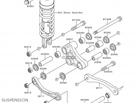 SUSPENSION - ZX1100E1 GPZ1100 1995 EUROPE UK FR NL AR FG GR IT NR SD SP ST