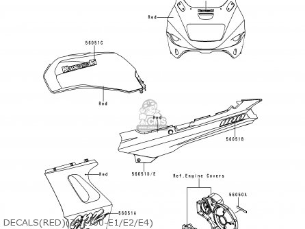 DECALS(RED)(ZX1100-E1/E2/E4) - ZX1100E1 GPZ1100 1995 EUROPE UK FR NL AR FG GR IT NR SD SP ST