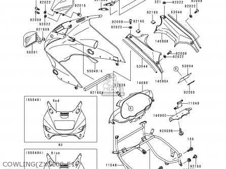 COWLING(ZX1100-E1) - ZX1100E1 GPZ1100 1995 EUROPE UK FR NL AR FG GR IT NR SD SP ST