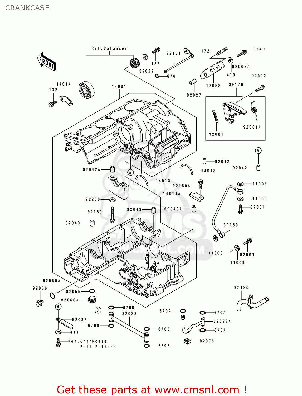 CRANKCASE ZX1100E1 GPZ1100 1995 USA CALIFORNIA CANADA