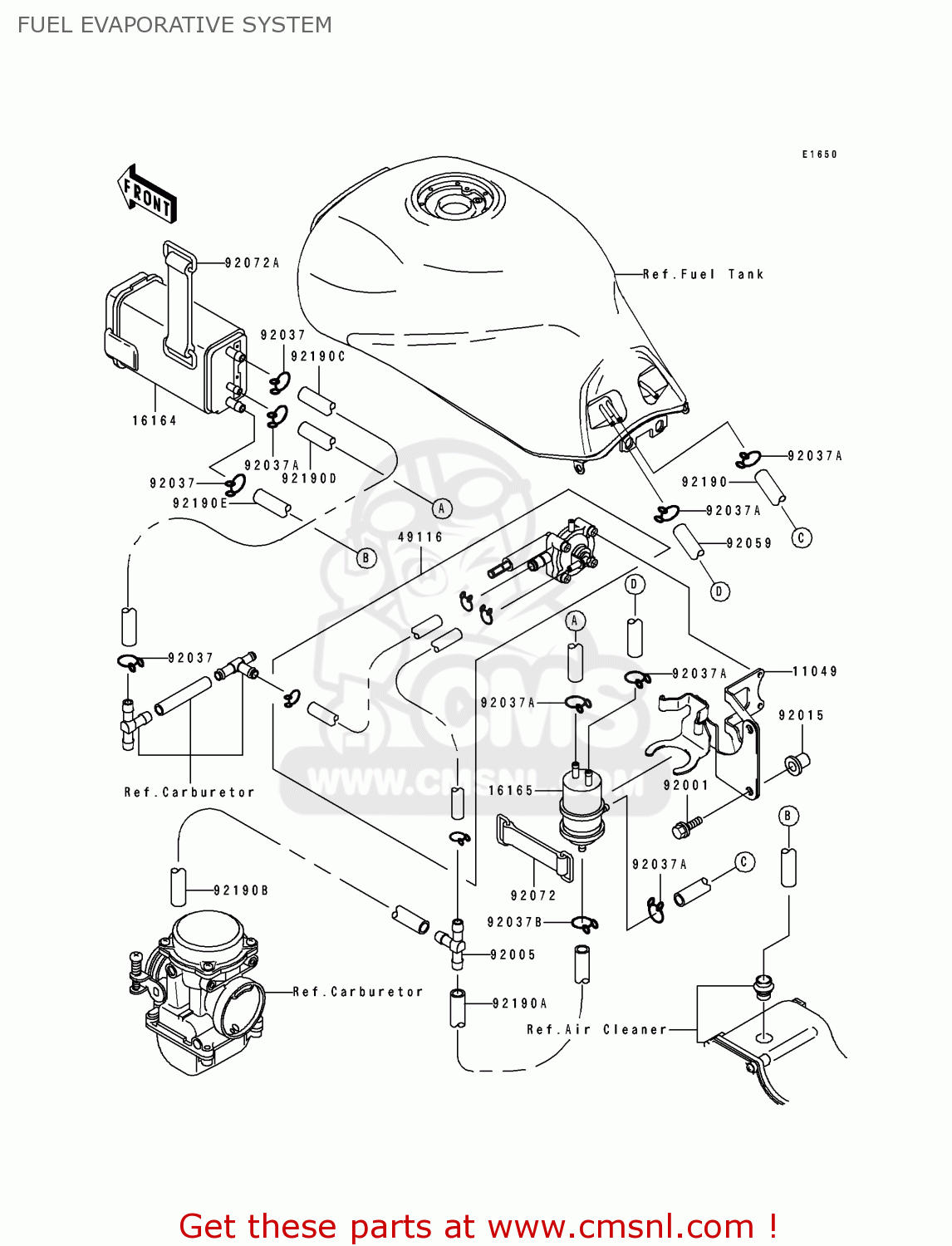FUEL EVAPORATIVE SYSTEM ZX1100E1 GPZ1100 1995 USA CALIFORNIA CANADA