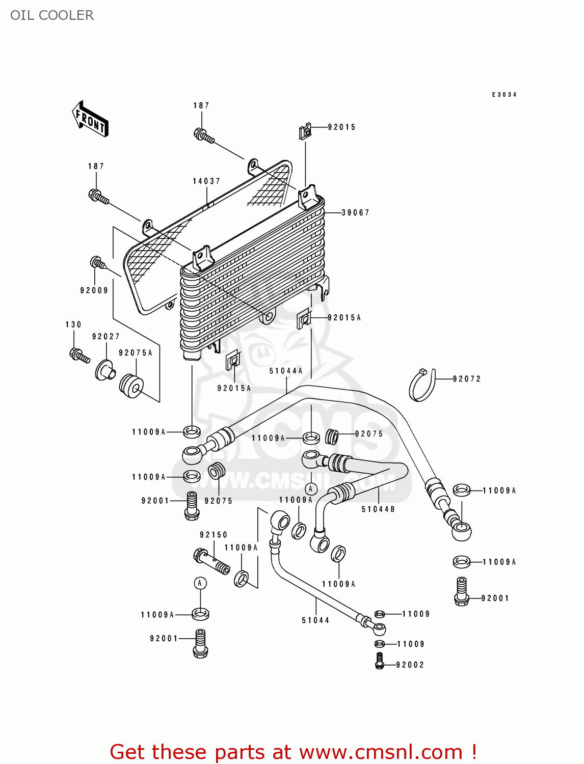 OIL COOLER ZX1100E1 GPZ1100 1995 USA CALIFORNIA CANADA
