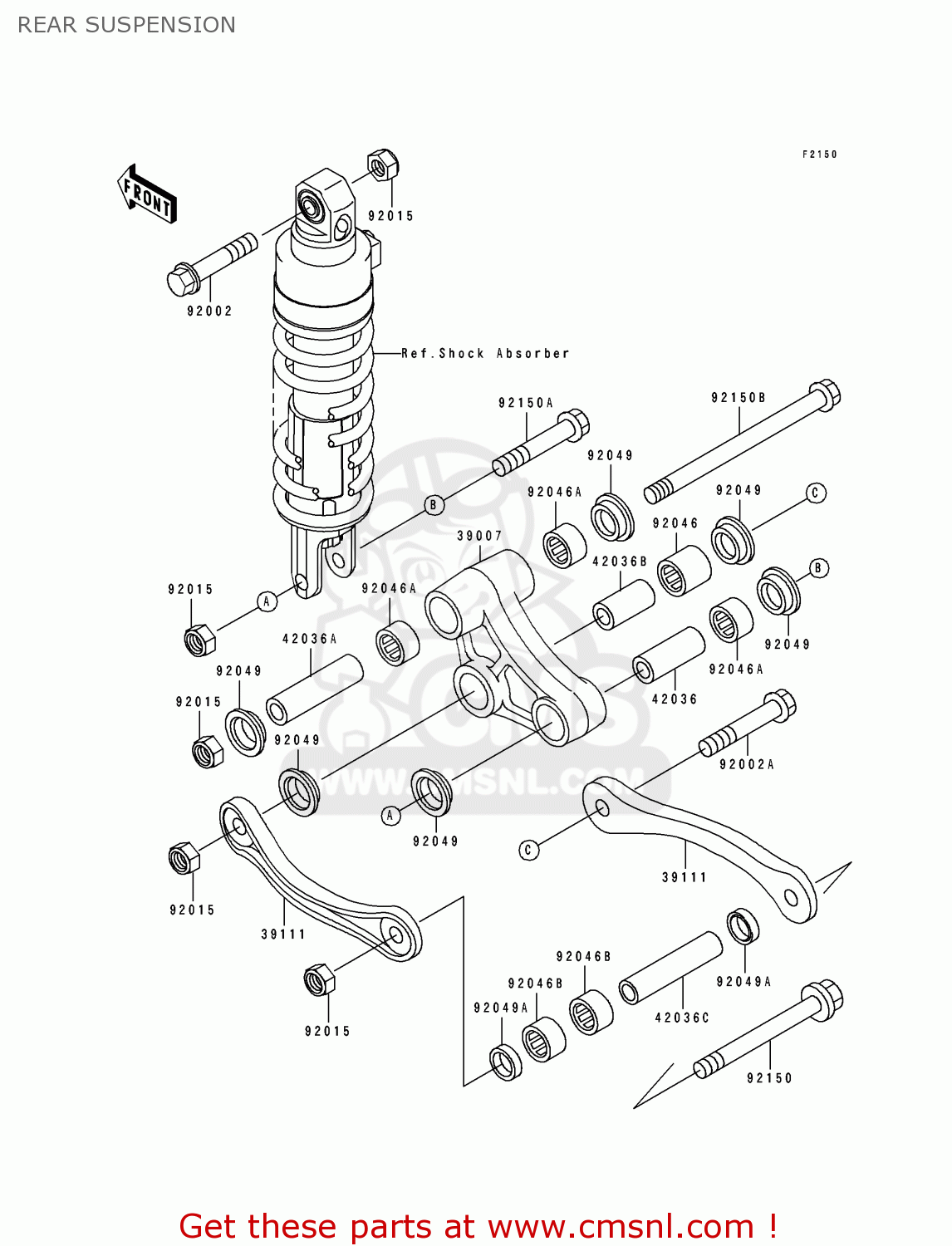REAR SUSPENSION ZX1100E1 GPZ1100 1995 USA CALIFORNIA CANADA