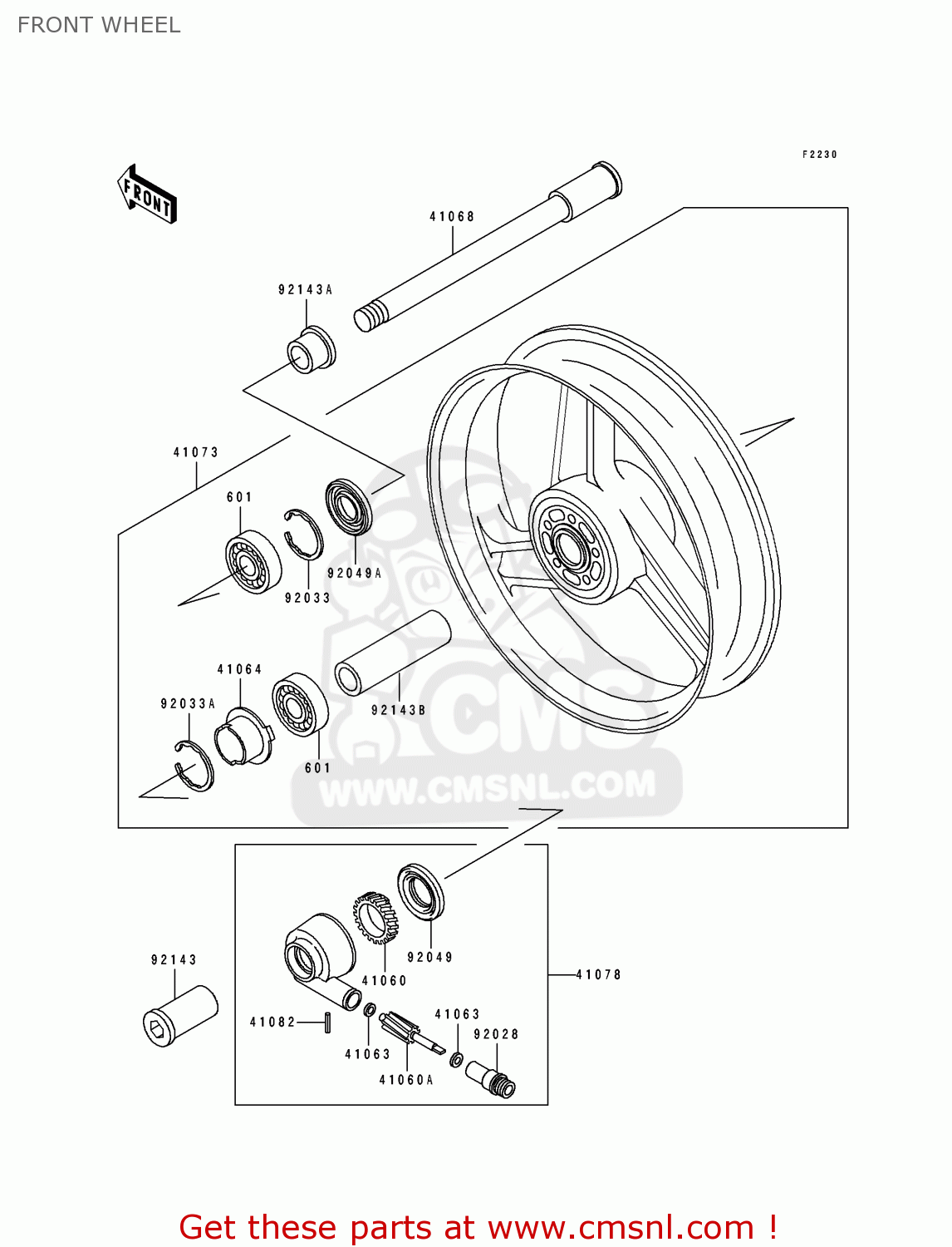 FRONT WHEEL ZX1100E1 GPZ1100 1995 USA CALIFORNIA CANADA