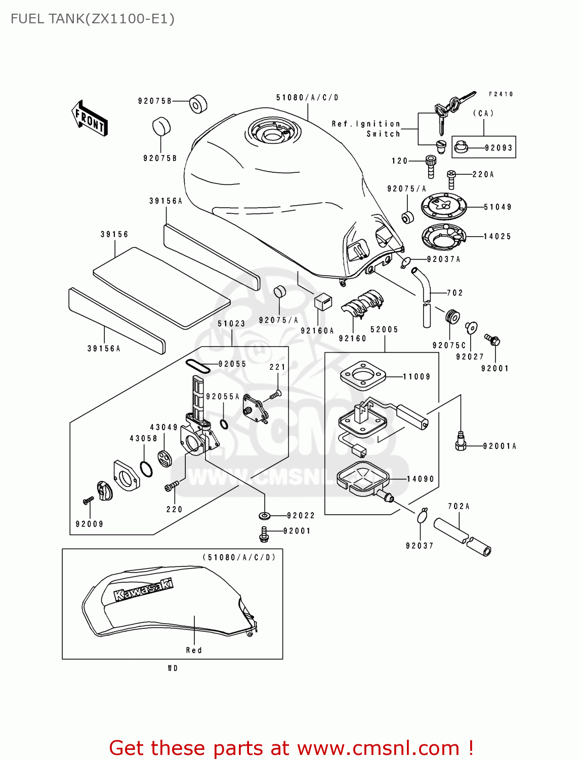 FUEL TANK(ZX1100-E1) ZX1100E1 GPZ1100 1995 USA CALIFORNIA CANADA