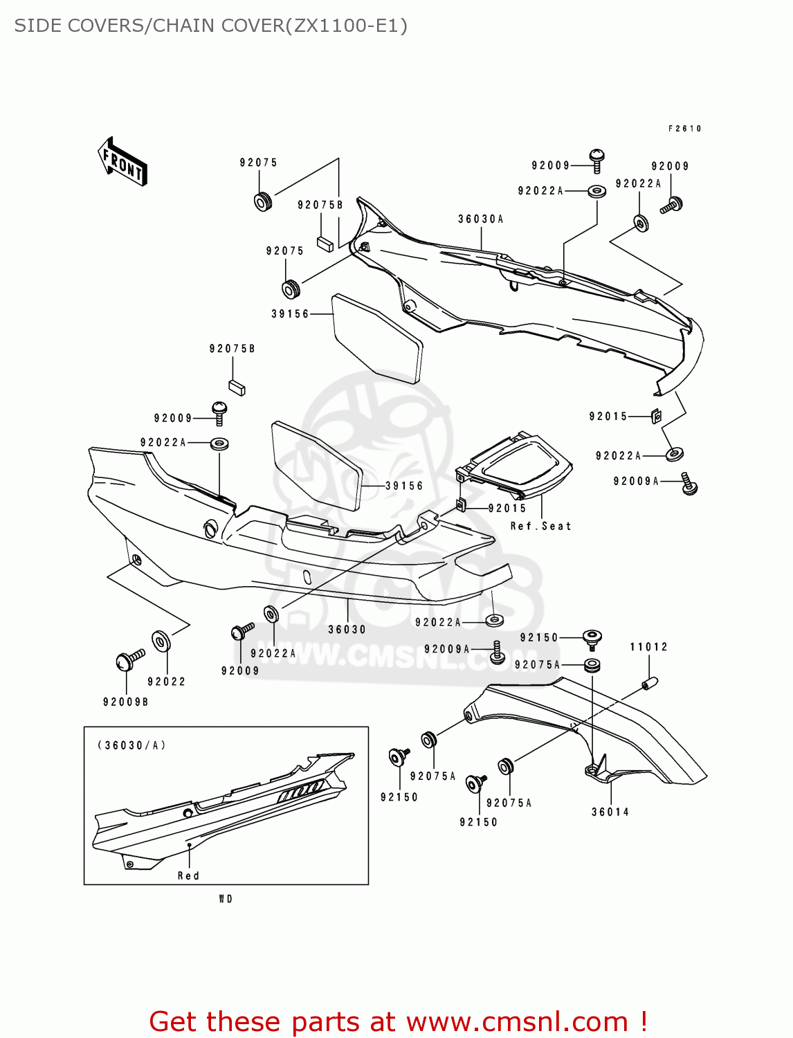 SIDE COVERS/CHAIN COVER(ZX1100-E1) ZX1100E1 GPZ1100 1995 USA CALIFORNIA CANADA