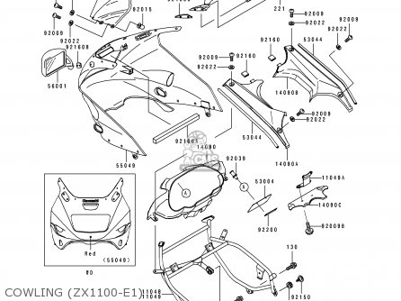 COWLING (ZX1100-E1) - ZX1100E1 GPZ1100 1995 USA CALIFORNIA CANADA