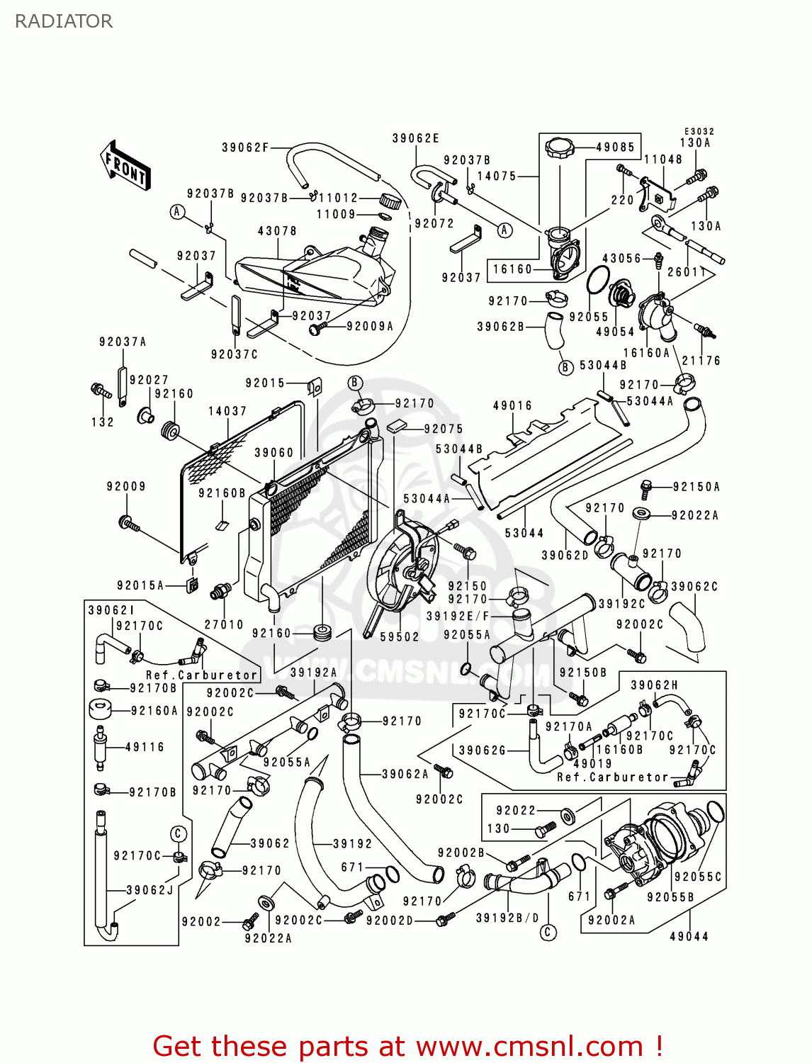 RADIATOR ZX1100E2 GPZ1100 1996 EUROPE UK FR NL AR FG GR NR SD SP