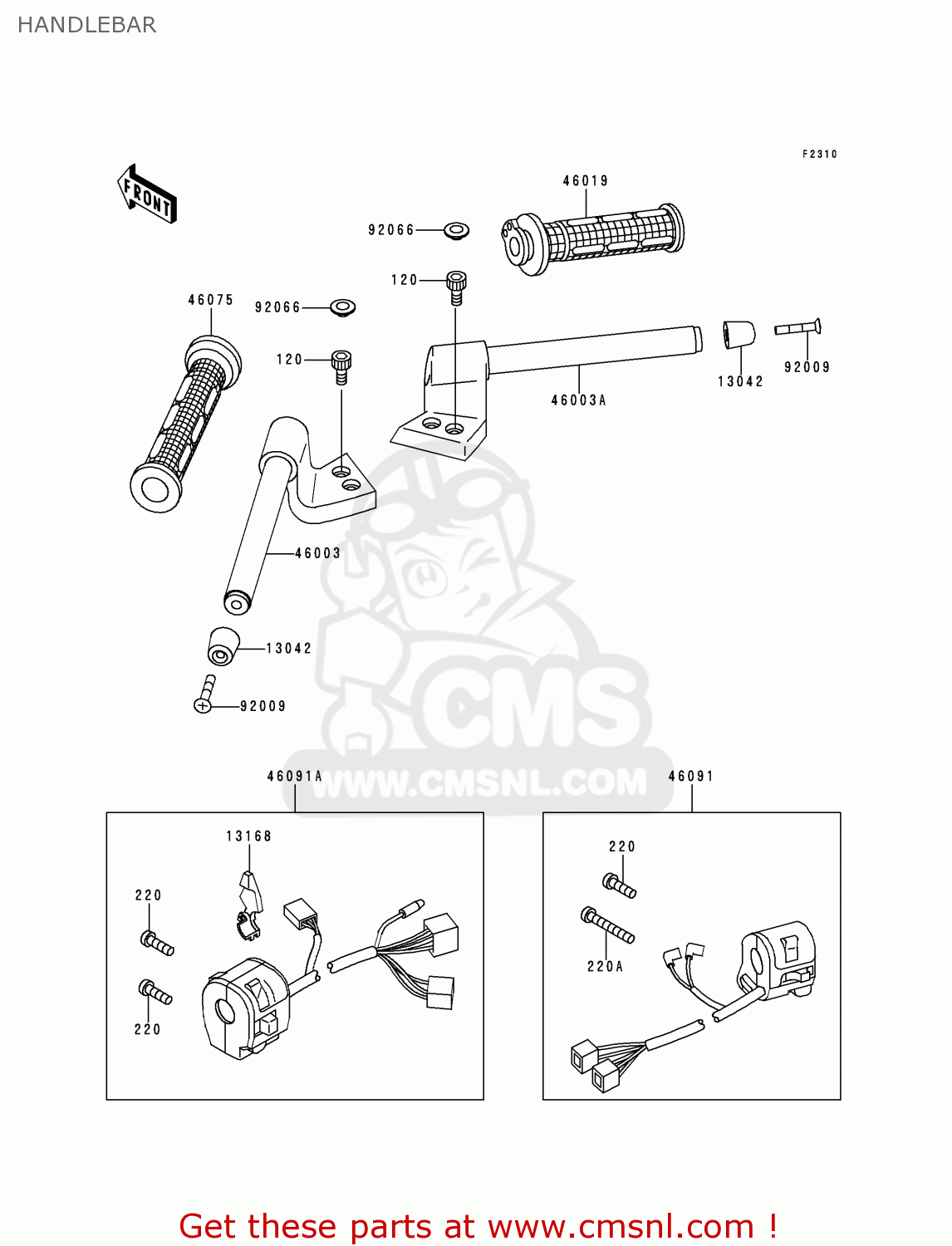 HANDLEBAR ZX1100E2 GPZ1100 1996 EUROPE UK FR NL AR FG GR NR SD SP