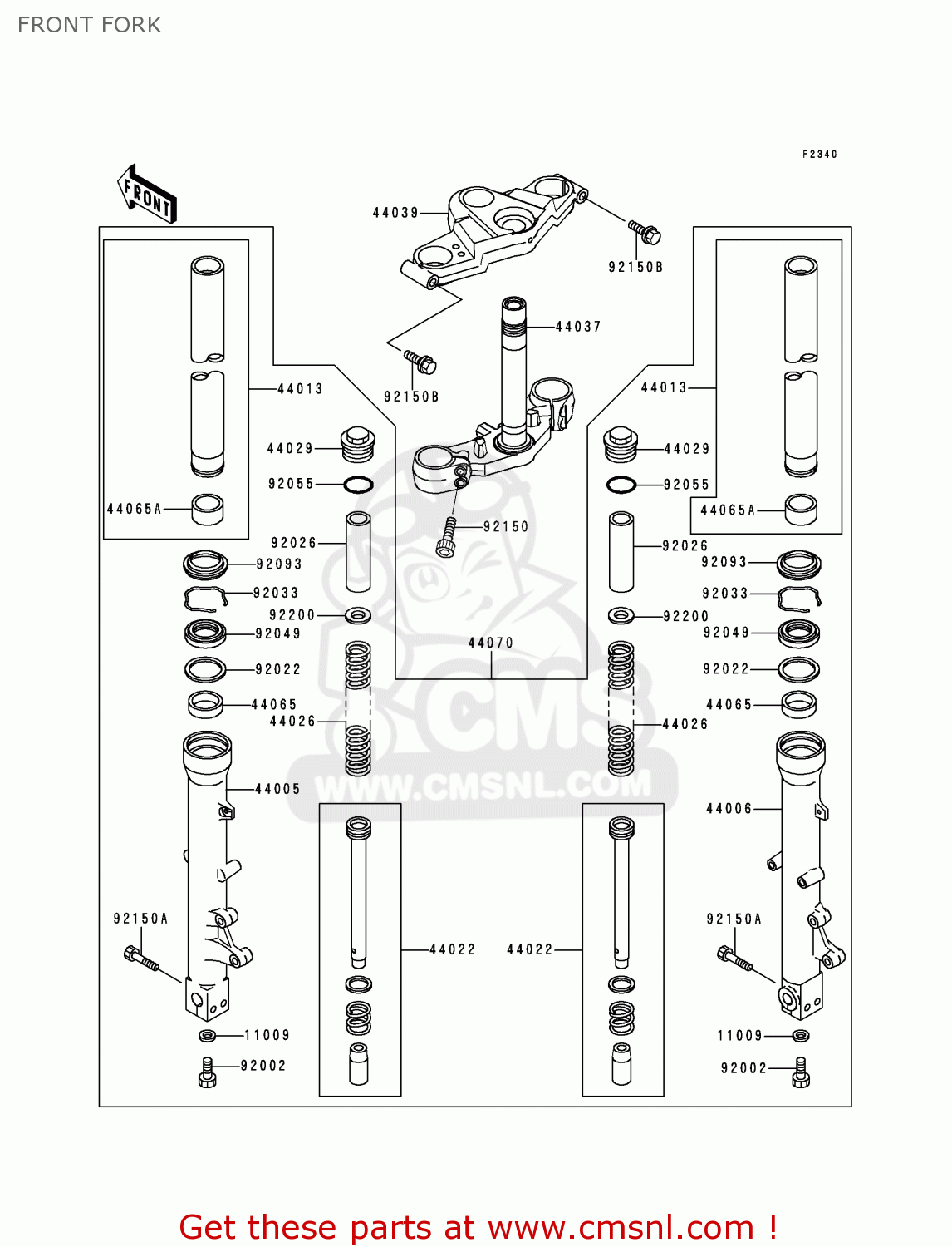 FRONT FORK ZX1100E2 GPZ1100 1996 EUROPE UK FR NL AR FG GR NR SD SP