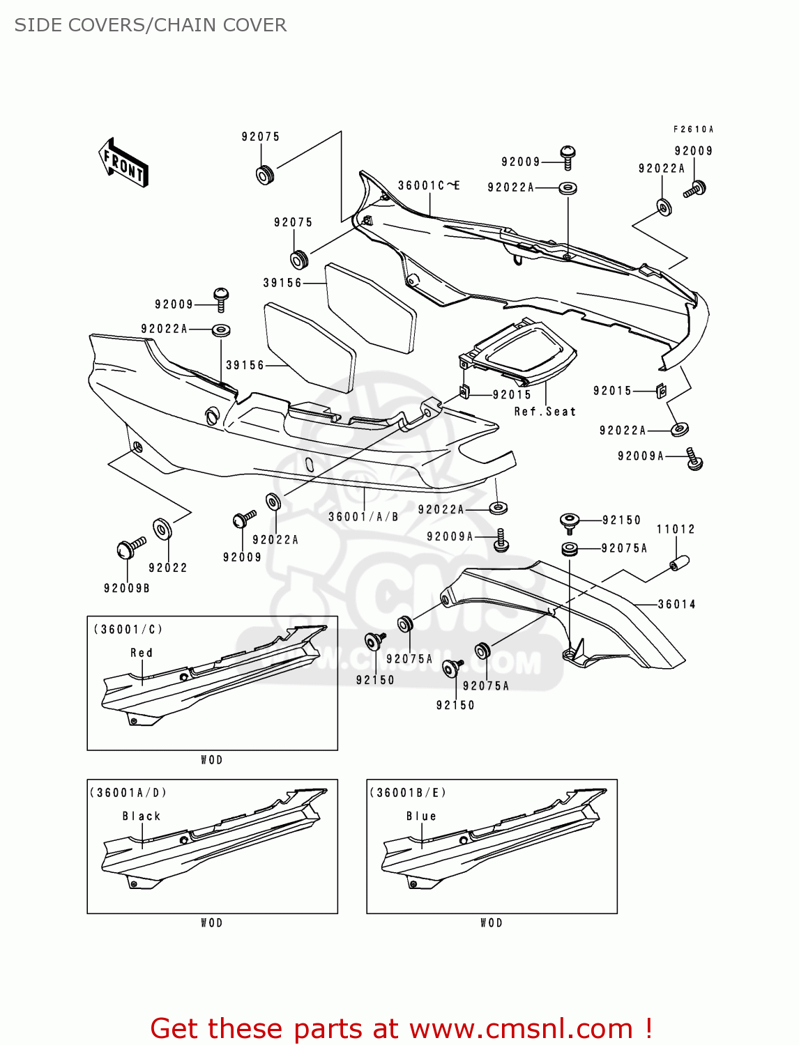 SIDE COVERS/CHAIN COVER ZX1100E2 GPZ1100 1996 EUROPE UK FR NL AR FG GR NR SD SP
