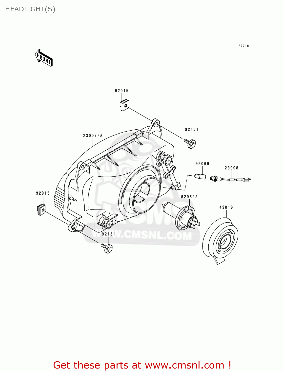 HEADLIGHT(S) ZX1100E2 GPZ1100 1996 EUROPE UK FR NL AR FG GR NR SD SP