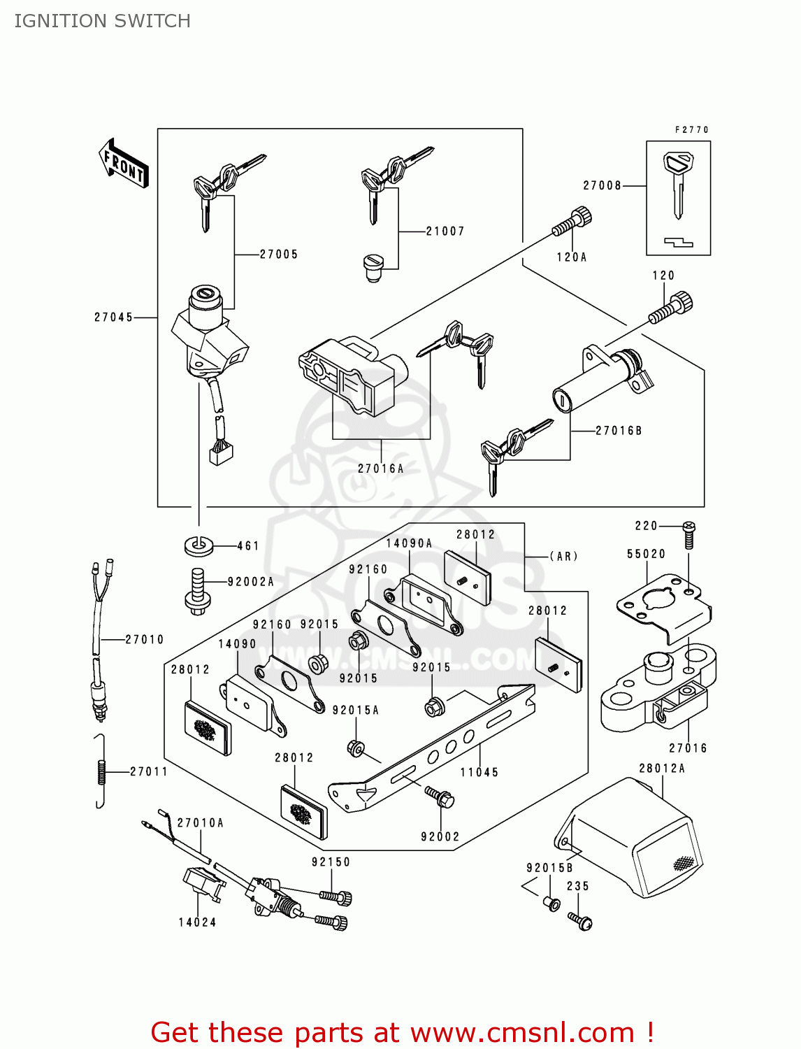 IGNITION SWITCH ZX1100E2 GPZ1100 1996 EUROPE UK FR NL AR FG GR NR SD SP