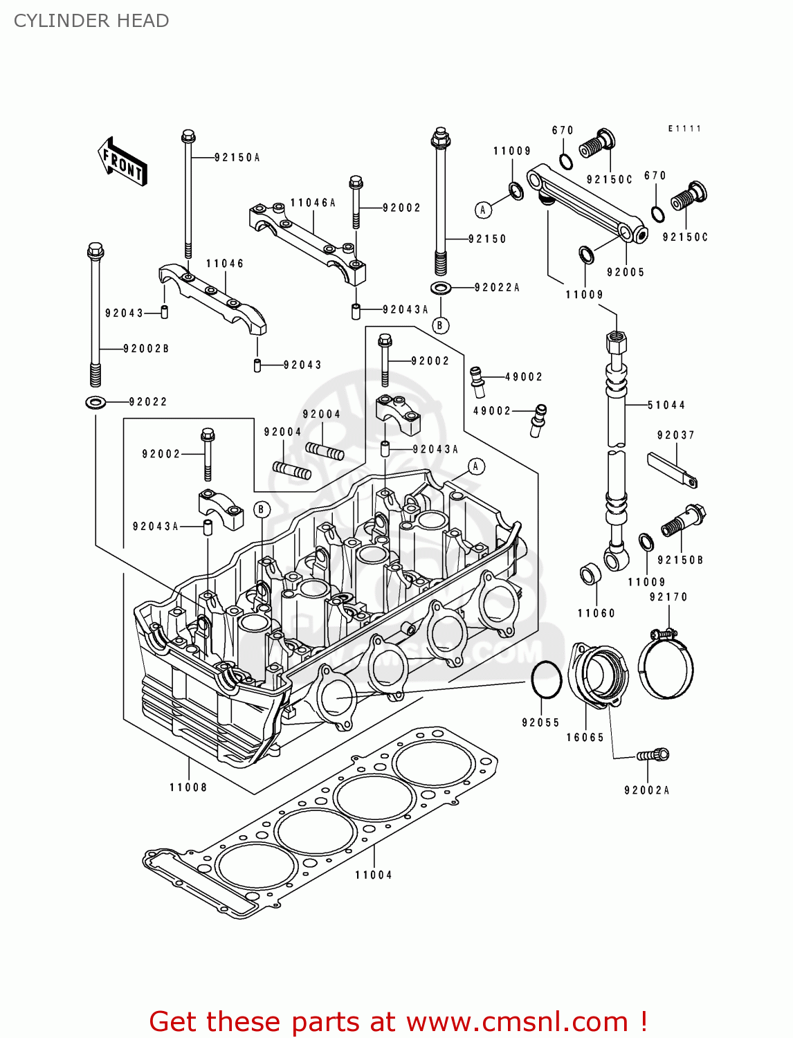 CYLINDER HEAD ZX1100E2 GPZ1100 1996 USA CALIFORNIA CANADA