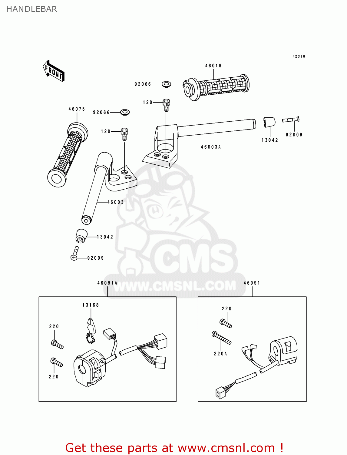 HANDLEBAR ZX1100E2 GPZ1100 1996 USA CALIFORNIA CANADA