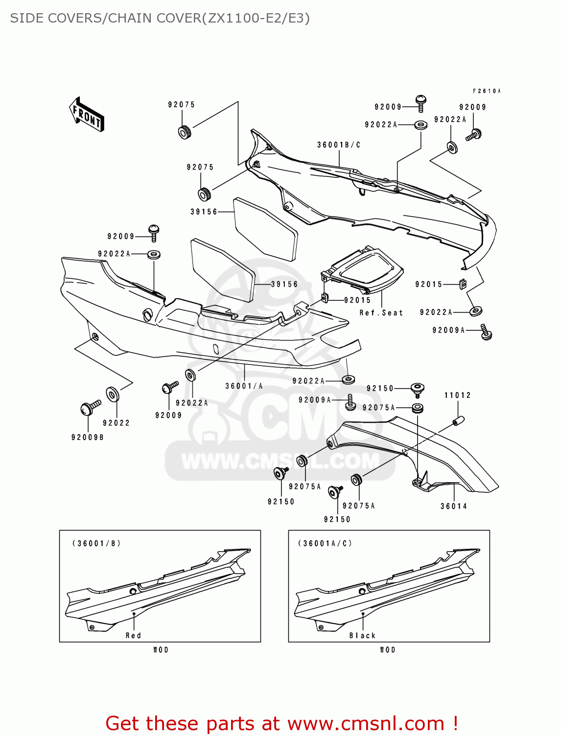 SIDE COVERS/CHAIN COVER(ZX1100-E2/E3) ZX1100E2 GPZ1100 1996 USA CALIFORNIA CANADA